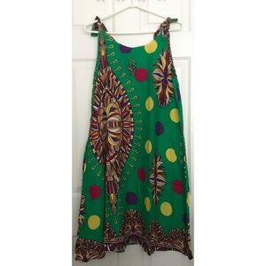 NWOT Patterned Polka Dot Print Dress XL Straps Tie Up Ribbon Pocket Round Collar